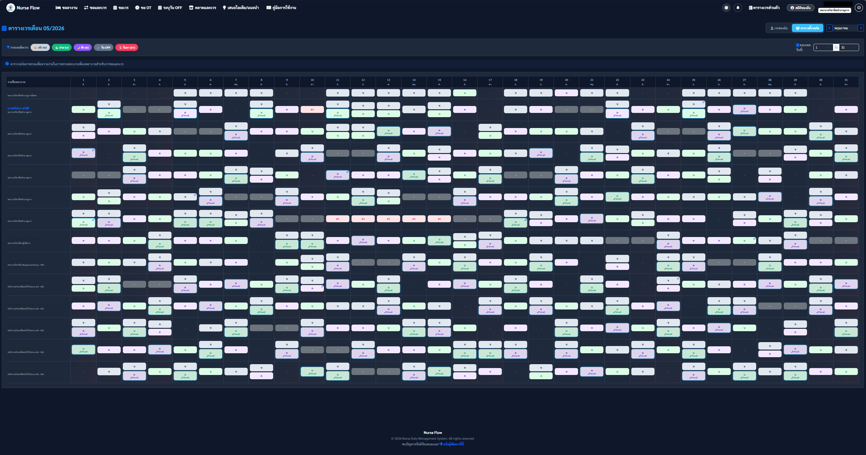 Nurse Ward Schedule Dark Mode